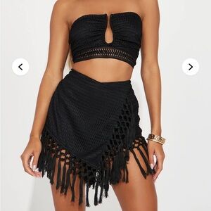 Fashion Nova Black Crochet Skirt Set